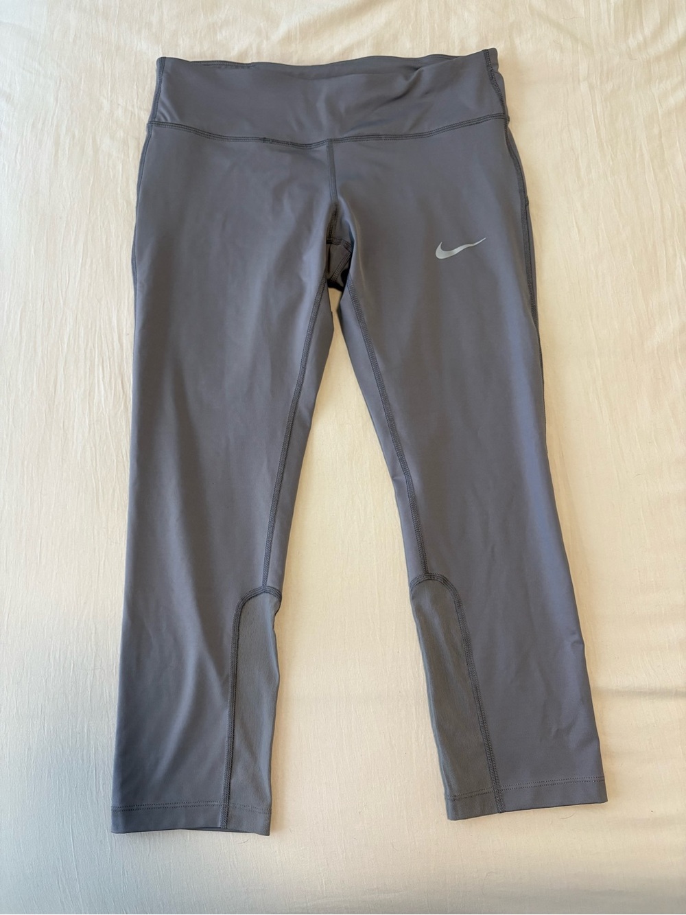 Nike Gray Cropped Performance Leggings with Swoosh
